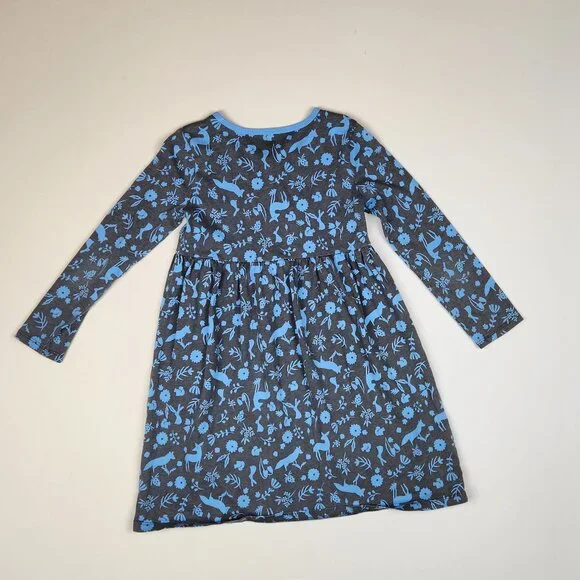 Tea Collection Long Sleeve Sparkle Henley Dress Floral Forest Animals sz 6 - Picture 2 of 8